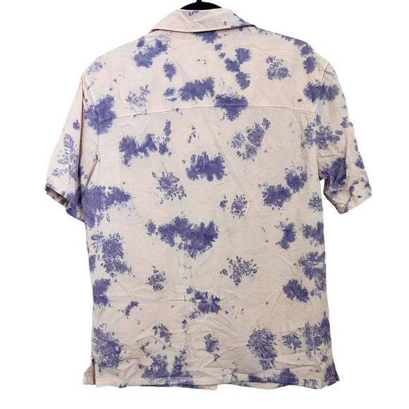 BP Nordstrom NWT Tie Dye Short Slv Button Down Shirt Pink Purple Sz S Top - Picture 3 of 5
